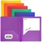 Plastic Folders with Pockets and Prongs, Assorted Colors Two Pocket Folder with Brads, 6 Pc –by Enday